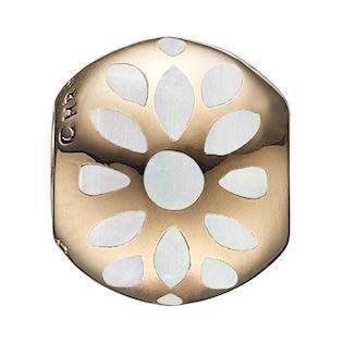 Christina Collect Gold-plated White Bloom Ball with white flower in mother of pearl, model 623-G111